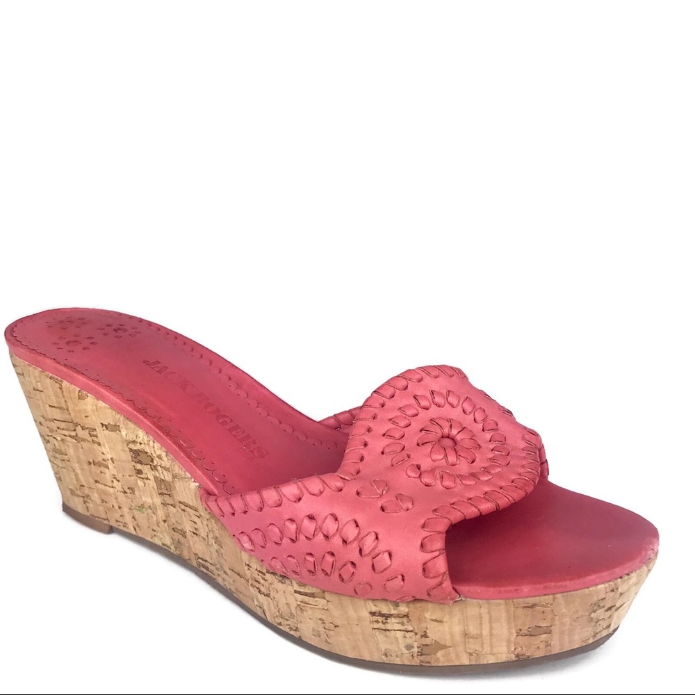 Jack Rogers Sandals Pink Cork Wedge Slides